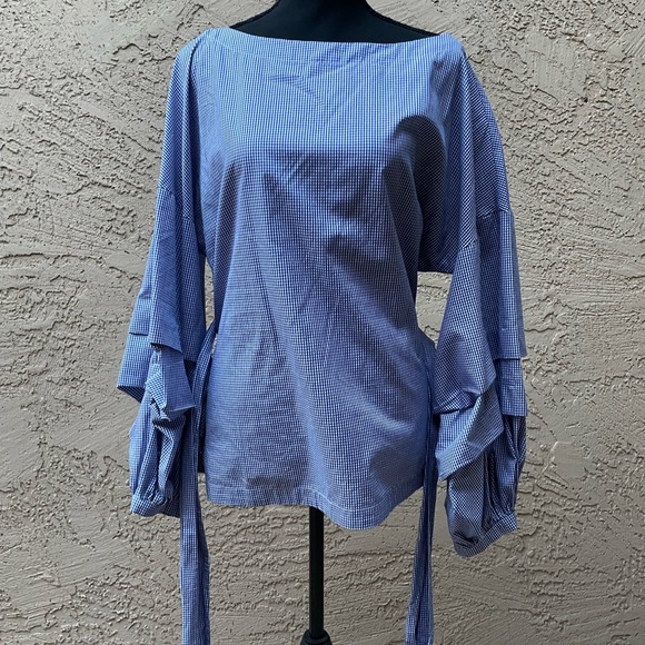 Banana Republic Blue Gingham Shirt with Sash - Picture 5 of 11